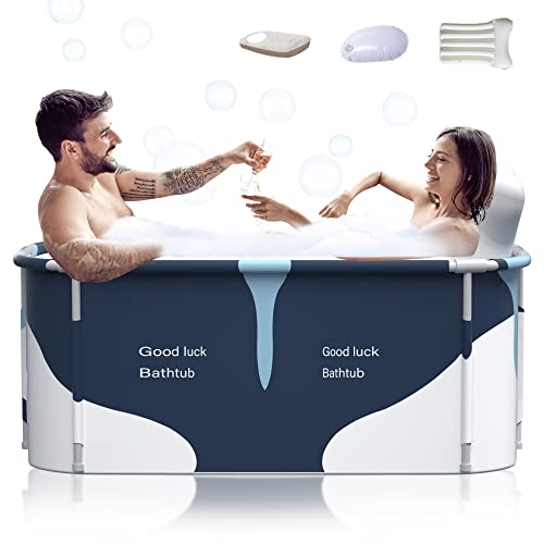 Kiseely 140cm tragbare faltbare Badewanne für 2 Personen, große Familie Badewanne für SPA, effiziente Umstellung von heißer und kalter Temperatur Badewanne 140cm X 60cm X 55cm (Milch Stil)