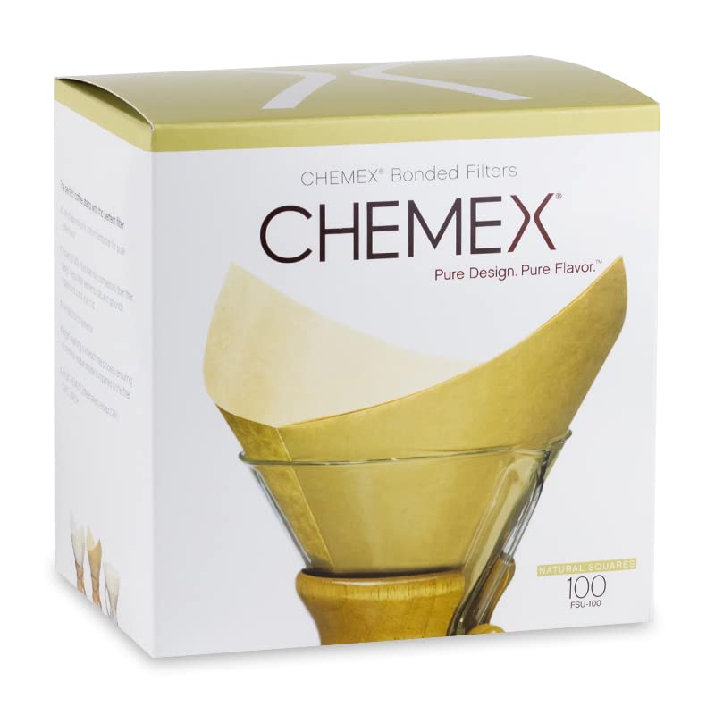 Chemex FSU-100 Papierfilter - quadratische Natur Filter für 6,8 & 10-Tassen Karaffen - 100 Stück