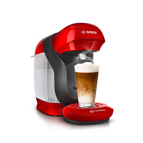 Bosch Hausgeräte Tassimo Style Kapselmaschine TAS1103 Kaffeemaschine by Bosch, über 70 Getränke, vollautomatisch, geeignet für alle Tassen, platzsparend, 1400 W, Rot/Anthrazit