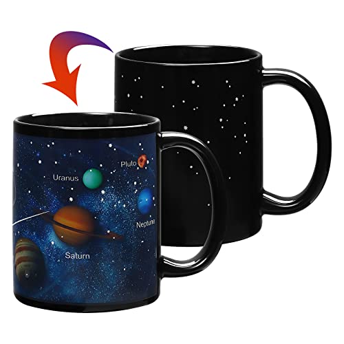 BESTonZON Thermoeffekt Tassen Farbwechsel Kaffeetasse Trinkbecher Geschenke 330ml Sternhimmel (Solar System)