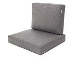PillowPrim Kissen Set für Rattan/Korbsessel, Rückenlehne Sitz, Sitzkissen Outdoor Sitzpolster Gartenstuhl, Sitzauflage Rattan-Stuhl, 60x55x40 cm - Grau