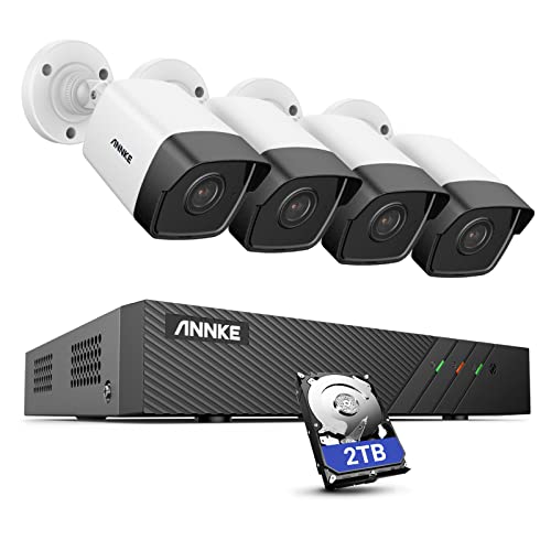 ANNKE H500 5MP PoE Überwachungskamera Set, 8CH 6MP NVR mit H.265+ Videokomprimierung, IP67 Wetterfest 5MP Bullet Kameras mit EXIR-LEDs, App-Push-Alarm, Fernzugriff