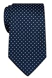 Retreez Herren Gewebte Krawatte Kleinen Punkten 8 cm - marineblau mit hellblau punkten