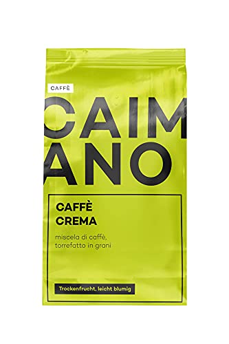 CAIMANO® Caffè Crema (1kg) Ganze Kaffeebohnen - Ideal Für Kaffee aus Siebträger, Vollautomaten & Als Filterkaffee - 100% Arabica - Helle Röstung, Fruchtig & Floral, Säurearm, Sahnige Crema