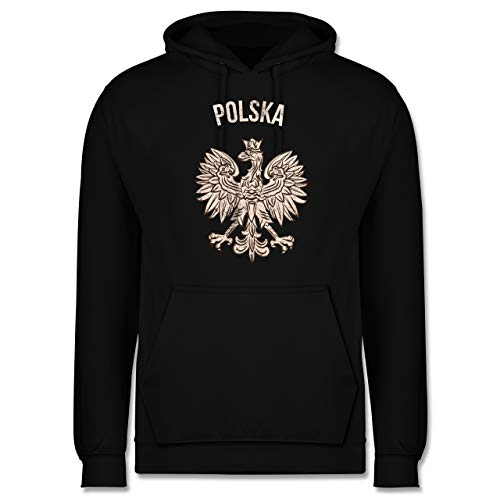Shirtracer Fußball-Europameisterschaft 2021 - Polska Vintage - 4XL - Schwarz - Polska Pullover - JH001 - Herren Hoodie und Kapuzenpullover für Männer