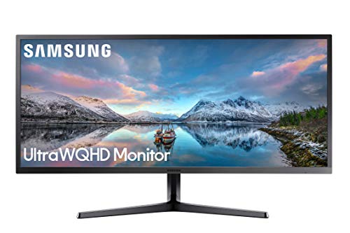 Samsung Ultra WQHD Monitor S34J552WQR, 34 Zoll, VA-Panel, UWQHD-Auflösung, 21:9 Format, AMD FreeSync, Reaktionszeit 4 ms, Bildwiederholrate 60 Hz, Dunkel Blau, Grau