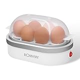 Bomann® Eierkocher für bis zu 6 Eier | Egg Cooker mit antihaftbeschichteter Heizschale | Egg Boiler mit Summer | elektrischer Eierkocher inkl. Eihalter & Messerbecher mit Eipicker | EK 5022 CB