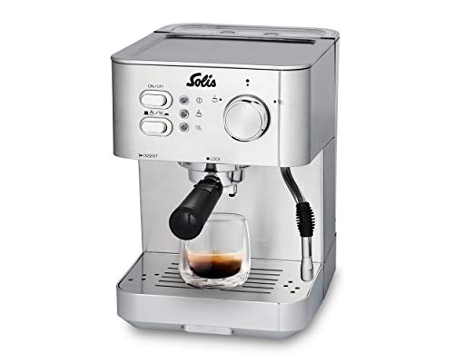 Solis Primaroma 1010 Kaffeemaschine - Espressomaschine mit Dampf- und Heißwasserfunktion - Siebträger Kaffeemaschine - 15 bar - 1.7L Wassertank - Edelstahl