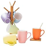 IRONABLE Kaffeetassen Set |Kaffeebecher 6er Set |Kaffeebecher Porzellan | Kaffeetassen Set Modern | Tasse Porzellan | TrinkgläSer Set |Bunte Tassen 330ml（Ohne Ständer）