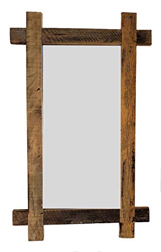 Massiv Holz Wandspiegel rustikal - 90x55 cm - Garderobenspiegel Flurspiegel Spiegel Badspiegel