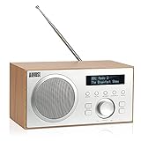 DAB+/FM Radio mit Bluetooth-August MB420-Digitales Küchenradio mit Holzgehäuse mit RDS-Funktion 60 Presets Hifi Lautsprecher 5W - Radiowecker mit Sleeptimer Alarm Snooze - USB/Aux-In/Aux-Out
