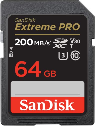 SanDisk Extreme PRO SDXC UHS-I Speicherkarte 64 GB (V30, Übertragungsgeschwindigkeit 200 MB/s, U3, 4K UHD Videos, SanDisk QuickFlow-Technologie, temperaturbeständig)