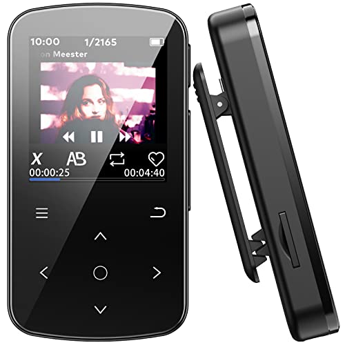 64GB MP3 Player, ZOOAOXO MP3 Player Bluetooth 5.2, Sport-Clip-Design, Ultraleichte 29.5 g, HiFi-Klangqualität, Aufnahme, UKW-Radio, Schrittzähler, Type C, Automatische Bildschirmabschaltung