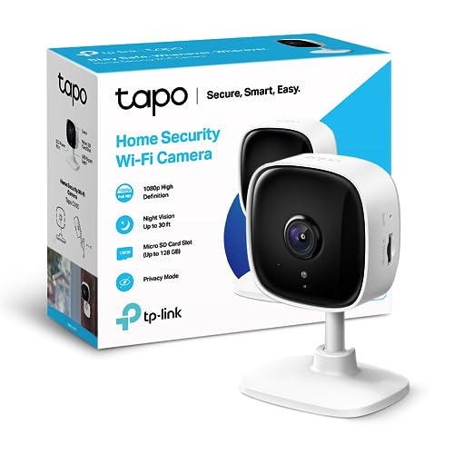 TP-Link Tapo C100 WLAN IP Kamera Überwachungskamera Innen (1080p-Auflösung, 2-Wege-Audio, Nachtsicht zu 9m, bis zu 128 GB lokaler Speicher auf SD Karte, kompatibel mit Amazon Alexa) Weiß