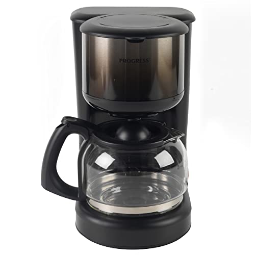 Progress EK4068PBLK-VDE Ombre Filterkaffeemaschine, 870W kaffeemaschin schwarz,1.25l coffee machine, Brew Bis zu 10 Tassen, filter coffee machine Kaffeemaschine mit Glaskanne und Warmhaltefunktion
