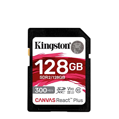 Kingston Canvas React Plus 128GB SDXC Speicherkarte UHS-II 300R/260W U3 V90 for Full HD/4K/8K - SDR2/128GB