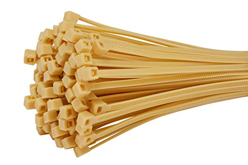 Fix&Easy Kabelbinder 2,5x200mm Bambus beige 50 Stück UV- und Wetterbeständig Set für Garten Sichtschutz Schilfrohrmatte Balkonsichtschutz Terrasse Bambusmatte Bambuszaun Bambuswand