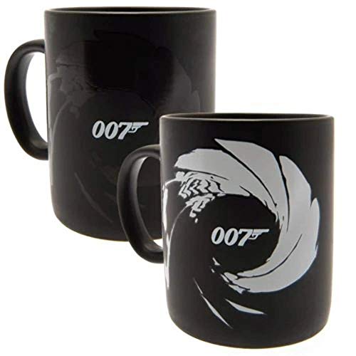 James Bond Tasse Thermoeffekt 007 Gun Barrel schwarz, bedruckt, aus Keramik, Fassungsvermögen ca. 315 ml.
