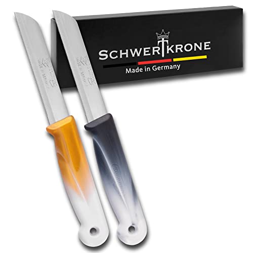 Schwertkrone 2 Küchenmesser gezahnt Wellenschliff Messerset Solingen Gemüsemesser scharf Allzweckmesser Bandstahl 8,5 cm Klinge