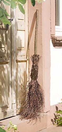 Deko-Besen aus Birkenreisig, 125 cm hoch, Hexenbesen, Reisigbesen