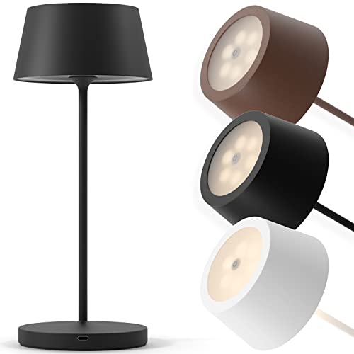 charlique® Dinner Light 2, LED Akku Tischlampe aufladbar in schwarz, dimmbare USB Tischleuchte kabellos, warmes Licht, Tischlicht für innen und aussen, als Aussentischleuchte geeignet