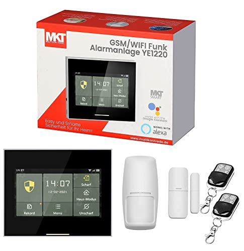 Multi Kon Trade® GSM Smart Home WiFi Alarmanlage YE1220 - Alarmanlage fürs Haus - Alarmanlage Wohnung - App, Telefon, Alexa, Google Home - Basic Kit