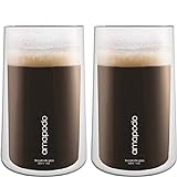 amapodo Latte Macchiato Gläser - Doppelwandige Gläser 2x 400ml - Thermogläser - Kaffeegläser Set - Teegläser doppelwandig - Cappucinogläser - Geschenke für Frauen - Kaffeetassen aus Glas ohne Henkel