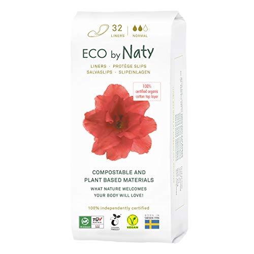 Eco by Naty Slipeinlagen für Damen Normal – Bio-Slipeinlagen für den täglichen Gebrauch, umweltfreundliche dünne, diskrete Hygiene-Einlagen mit Bio-Baumwolle, um Sie frisch zu halten (32 Stück)