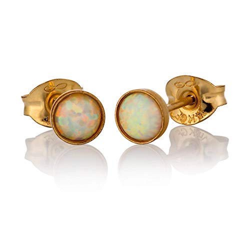 Opal Ohrringe Ohrstecker 14K Goldgefüllt 4mm Weißer Opal Stein