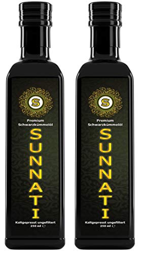 Sunnati® Schwarzkümmelöl Ungefiltert kaltgepresst 100% naturrein 2x250ml (500ml)