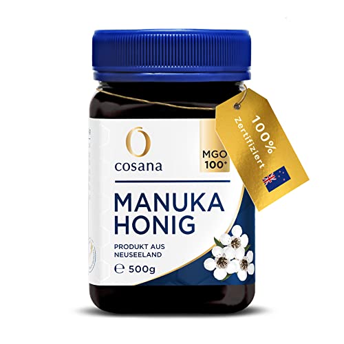 Cosana Manuka Honig 100 MGO + 500g – 100% Pur und in Neuseeland zertifizierter Manuka Honey. Honig Manuka fördert die Wundheilung & wirkt antibakteriell