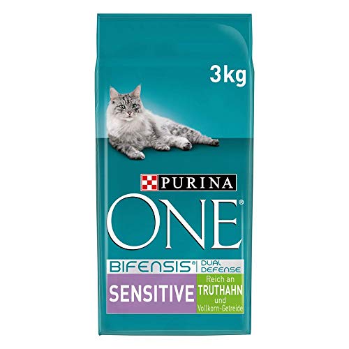 PURINA ONE BIFENSIS SENSITIVE Katzenfutter trocken, reich an Truthahn, 4er Pack (4 x 3kg)