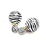 LeahMaria Doppel perlen Ohrstecker vorne hinten Kugel Multifunktional Ohrringe im Tiermuster (Zebra)