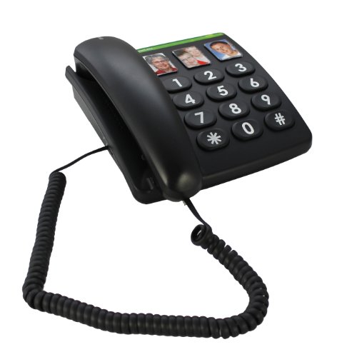 Doro PhoneEasy 331ph Schnurgebundenes Großtastentelefon mit 3 Direktwahl-Fototasten schwarz