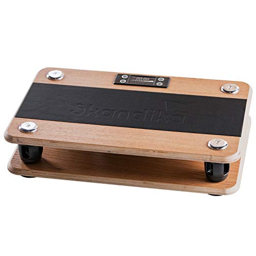 Skandika Vibrationsplatte Virke aus Holz | bis zu 40 Hz, Oszillierende Vibration, 99 Geschwindigkeitsstufen 7 Programme, Fernbedienung, Transporttasche aus Baumwolle | Nachhaltig ohne Plastik, Eiche