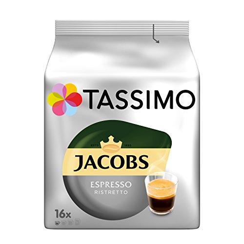 Tassimo Kapseln Jacobs Espresso Ristretto, 80 Kaffeekapseln, 5er Pack, 5 x 16 Getränke