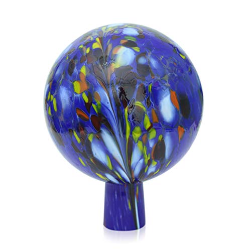 Lauschaer Glas Gartenkugel Rosenkugel aus Glas mit Granulat dunkelblau h 19cm,d 15cm mundgeblasen handgeformt