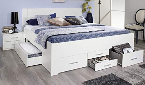 Rauch Möbel Isotta Bett mit Schubkästen in Weiß, Liegefläche 180x200cm, Gesamtmaße BxHxT 185x96x208 cm