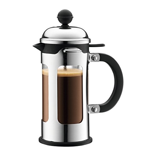 Bodum CHAMBORD Kaffeebereiter (French Press System, Auslaufschutz, Edelstahlrahmen, 1,0 liters) glänzend