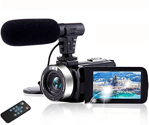 Videokamera Camcorder Ultra HD 4K 30MP Camcorder Kamera mit Mikrofon und Fernbedienung 3.0'IPS Touchscreen Digitalkamera für YouTube Videokamera