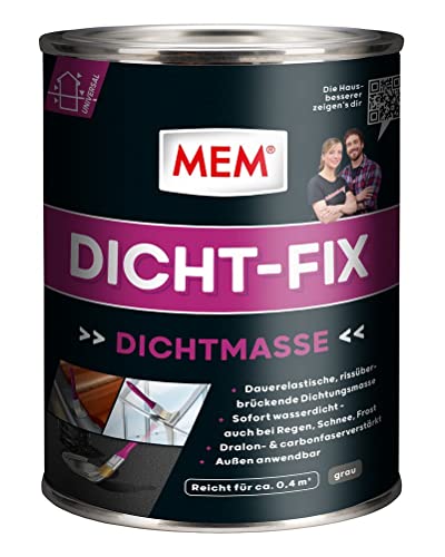 MEM Dicht-Fix, Für alle üblichen Untergründe, Zur Abdichtung von Undichtigkeiten und kleineren Leckstellen, Einfache Anwendung, Gebrauchsfertig, UV-beständig, Grau, 750 ml