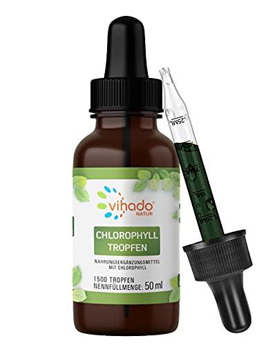 Vihado flüssige Chlorophyll Tropfen aus reinem Alfalfa - mit Quellwasser ohne Zusatzstoffe, 50 ml (1.500 Tropfen)