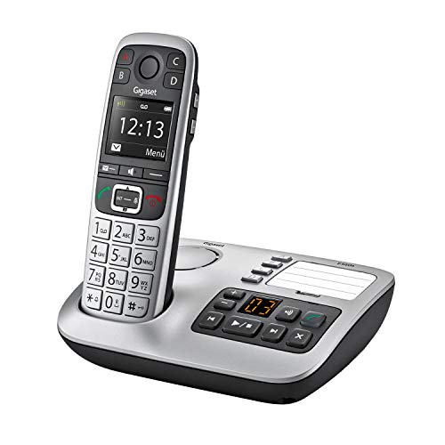 Gigaset E560A, Schnurloses Seniorenelefon mit Anrufbeantworter, Notruftaste für 4 SOS-Nummern, Extra-Laut-Taste, Freisprechen in exzellenter Klangqualität - extragroße Tasten, silber