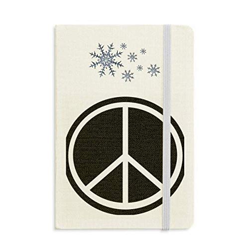 Notizbuch mit Peace-Zeichen, mit Anti-Kriegsmuster, dickes Tagebuch, Schneeflocken, Winter