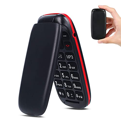 CHAKEYAKE Seniorenhandy ohne Vertrag, Klapphandy Mobiltelefon mit Großen Tasten, 2G GSM Handy für Senioren mit 1.7 Zoll Farbdisplay, Dual SIM, SOS Notruftaste, Taschenlampe (Schwarz Rot)