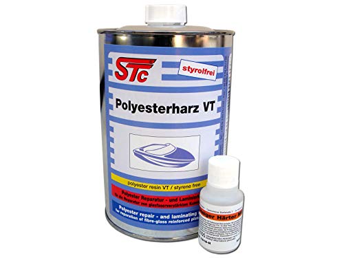 STC Polyester Reparaturharz VT styrolfrei Laminierharz zur GFK Reparatur Reparaturharz Auto (1 kg Flasche)