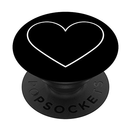 Herz Weiß Schwarz - Black White Heart - Valentinstag PopSockets PopGrip: Ausziehbarer Sockel und Griff für Handys/Tablets mit Tauschbarem Top