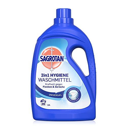 Sagrotan 2in1 Hygiene Waschmittel Universal – Waschmittel für hygienisch saubere und frische Wäsche – Kraftvoll gegen Flecken und Gerüche – 1 x 1,8 l