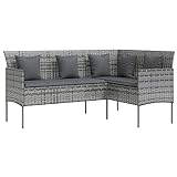 vidaXL Sofa in L-Form mit Kissen Gartensofa Lounge Gartenmöbel Sitzgruppe Couch Sofagarnitur Sitzgarnitur Terrassenmöbel Poly Rattan Grau