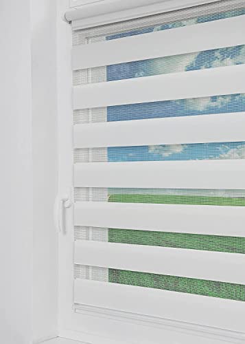 Tom'Shop® Doppelrollo [Weiß, 130cm x 150cm] Duo Rollos für Fenster Klemmfix ohne Bohren mit Klämmträger Fensterrollo